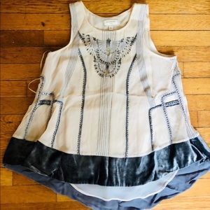 Anthropologie Moulinette Soeurs Velvet Beaded Swing Tank